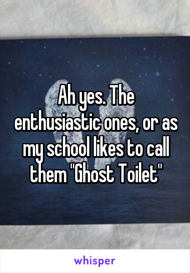 Ah yes. The enthusiastic ones, or as my school likes to call them "Ghost Toilet"