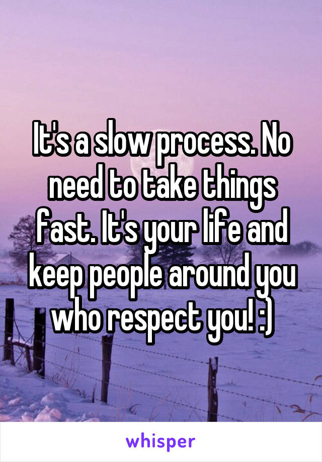 It's a slow process. No need to take things fast. It's your life and keep people around you who respect you! :)