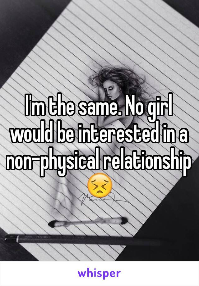 I'm the same. No girl would be interested in a non-physical relationship 😣