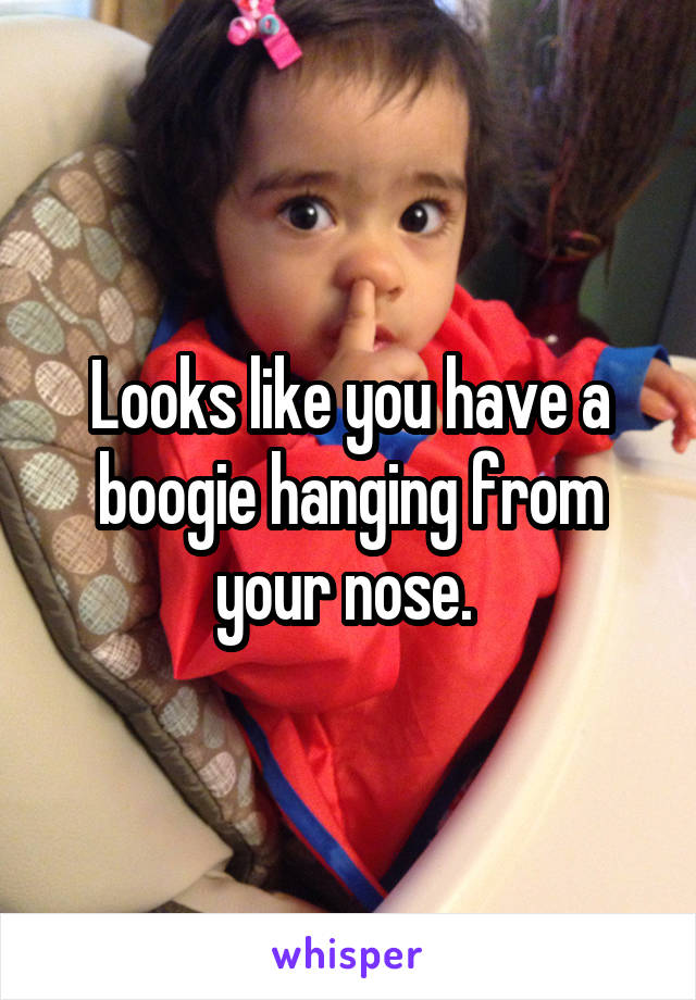 Looks like you have a boogie hanging from your nose. 