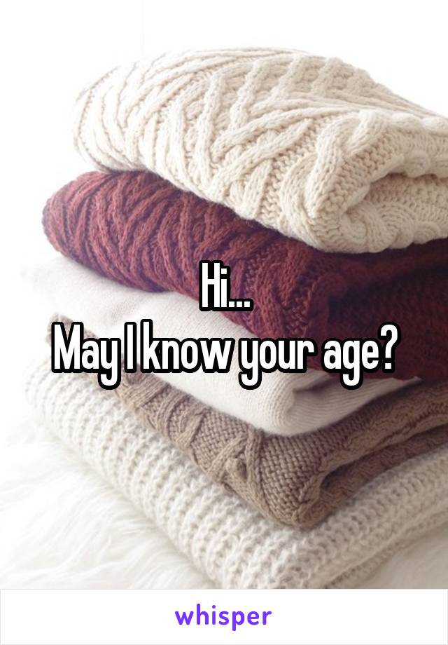Hi...
May I know your age?