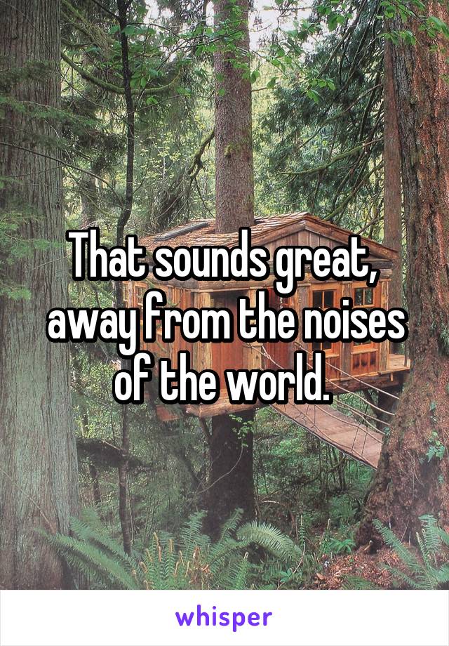 That sounds great,  away from the noises of the world. 