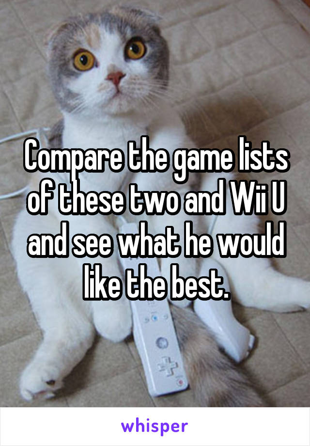 Compare the game lists of these two and Wii U and see what he would like the best.