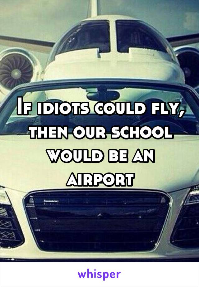 If idiots could fly, then our school would be an airport
