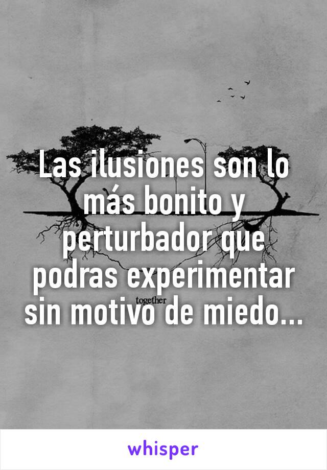 Las ilusiones son lo más bonito y perturbador que podras experimentar sin motivo de miedo...