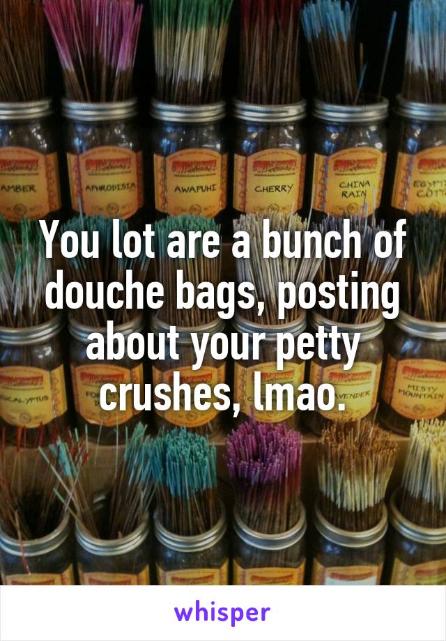 You lot are a bunch of douche bags, posting about your petty crushes, lmao.