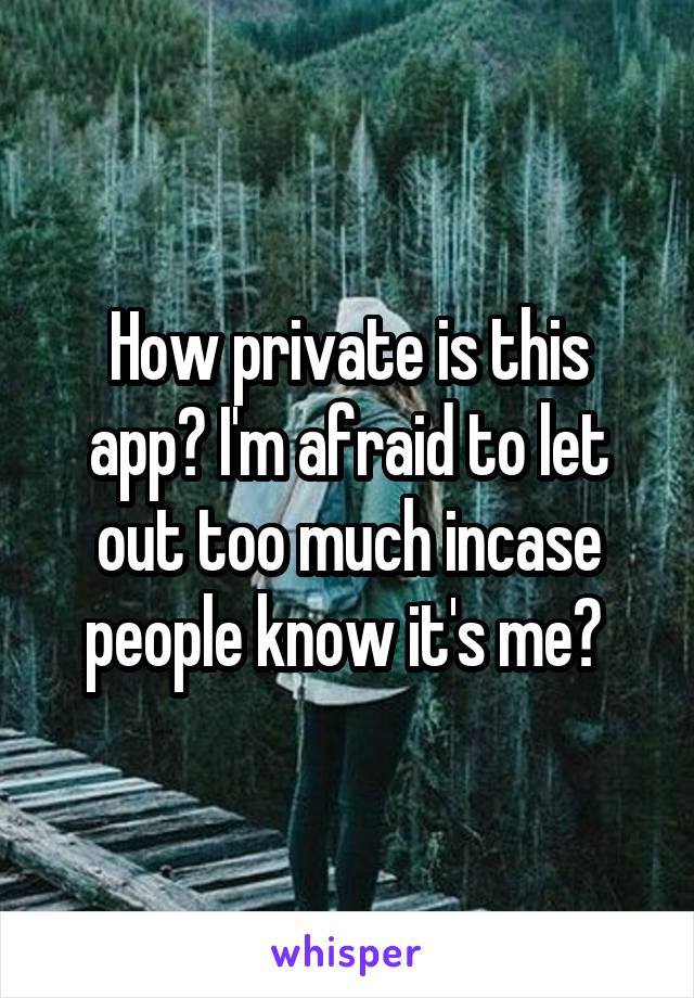 How private is this app? I'm afraid to let out too much incase people know it's me? 