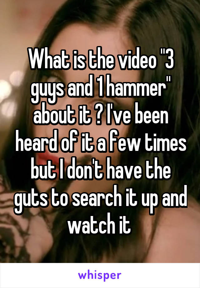 What is the video "3 guys and 1 hammer" about it ? I've been heard of it a few times but I don't have the guts to search it up and watch it 