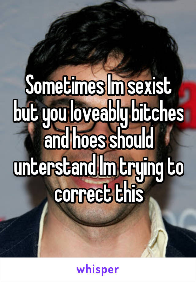 Sometimes Im sexist but you loveably bitches and hoes should unterstand Im trying to correct this