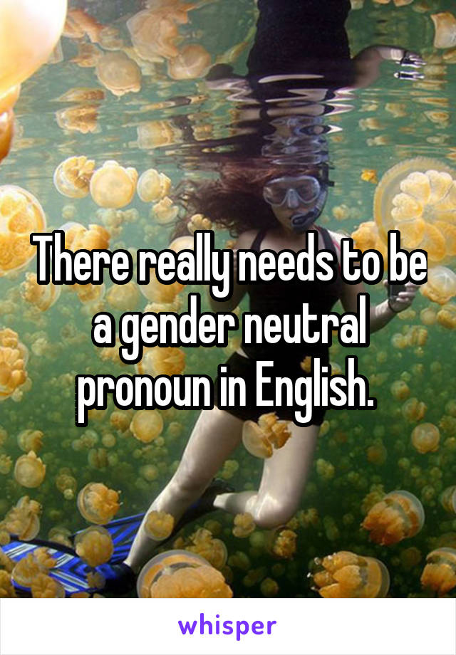 There really needs to be a gender neutral pronoun in English. 