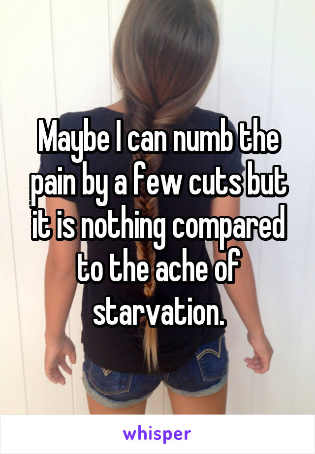 Maybe I can numb the pain by a few cuts but it is nothing compared to the ache of starvation.