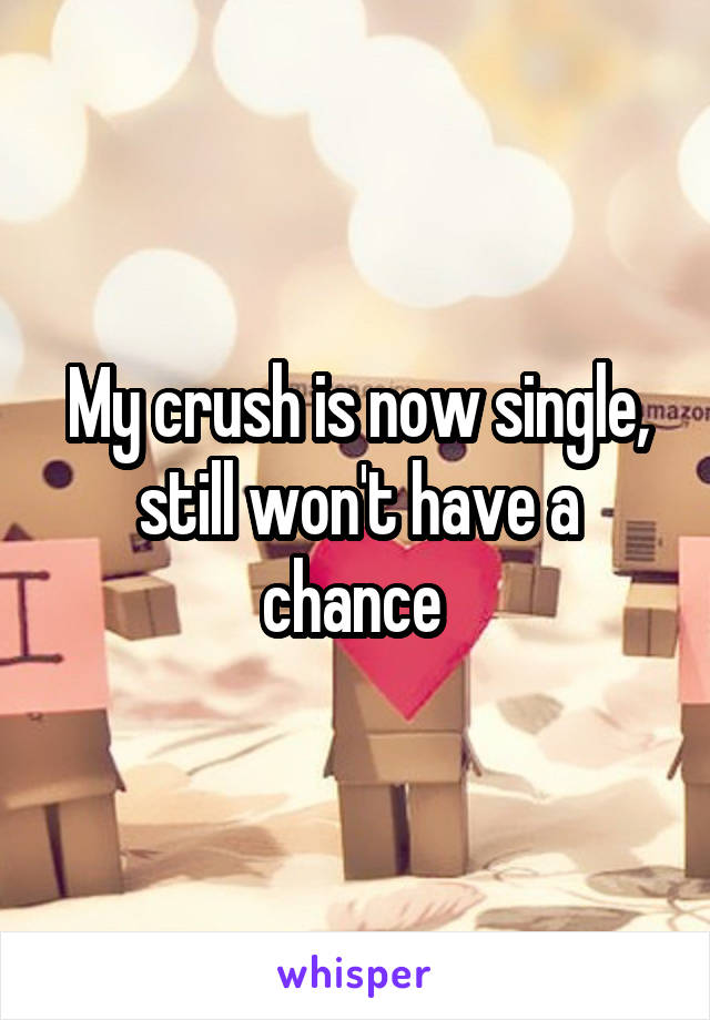 My crush is now single, still won't have a chance 