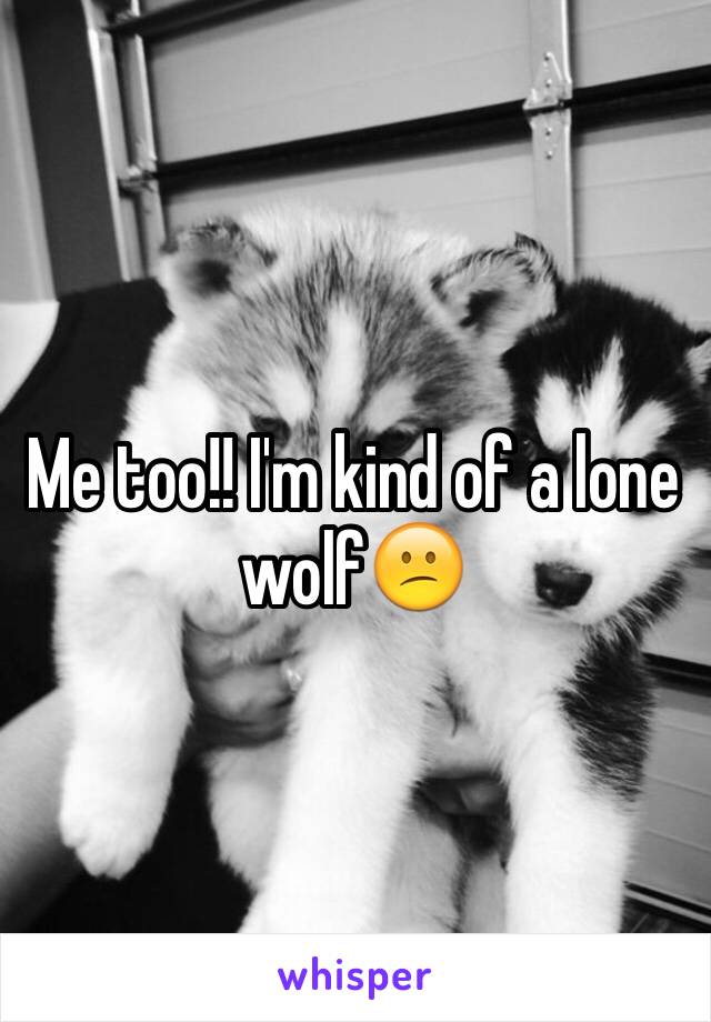 Me too!! I'm kind of a lone wolf😕 