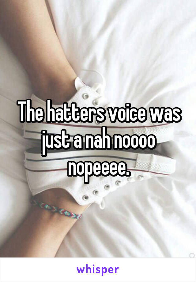 The hatters voice was just a nah noooo nopeeee.