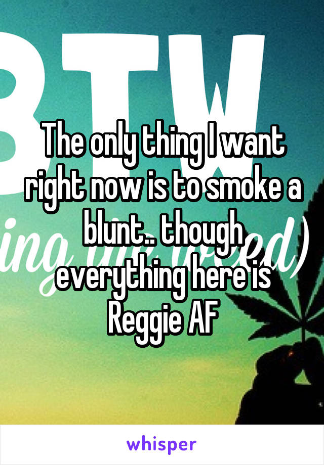 The only thing I want right now is to smoke a blunt.. though everything here is Reggie AF