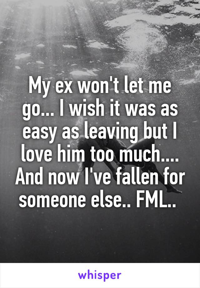 My ex won't let me go... I wish it was as easy as leaving but I love him too much.... And now I've fallen for someone else.. FML.. 