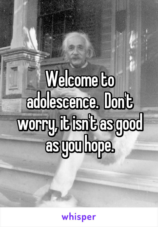 Welcome to adolescence.  Don't worry, it isn't as good as you hope.