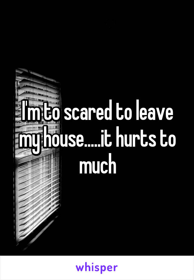 I'm to scared to leave my house.....it hurts to much