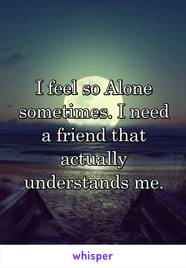 I feel so Alone sometimes. I need a friend that actually understands me.