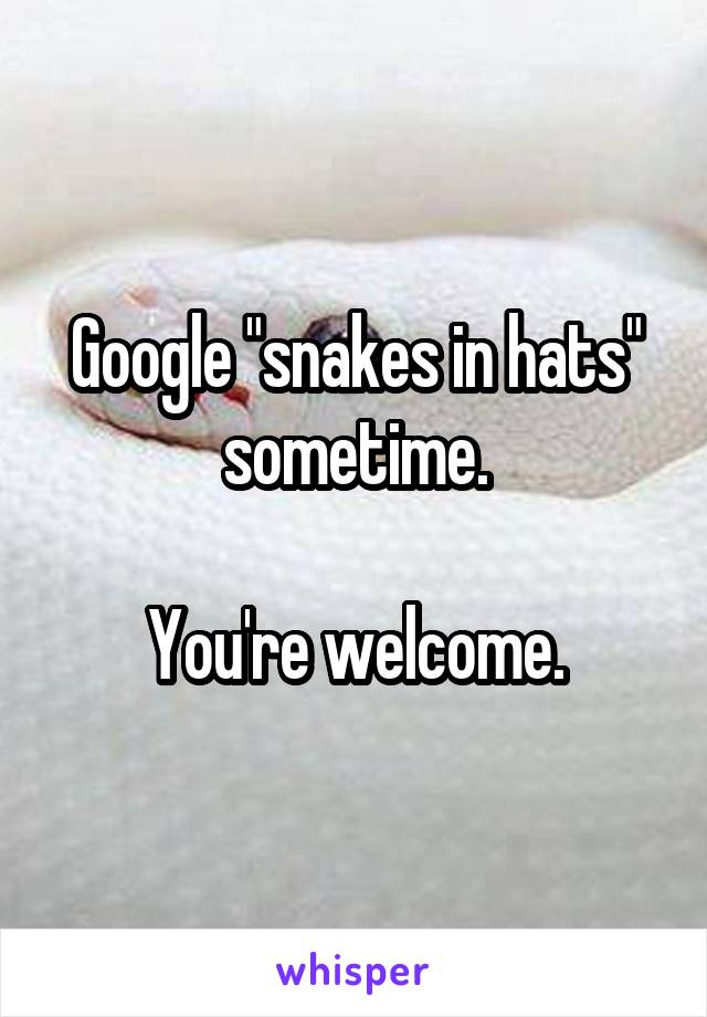 Google "snakes in hats" sometime.

You're welcome.