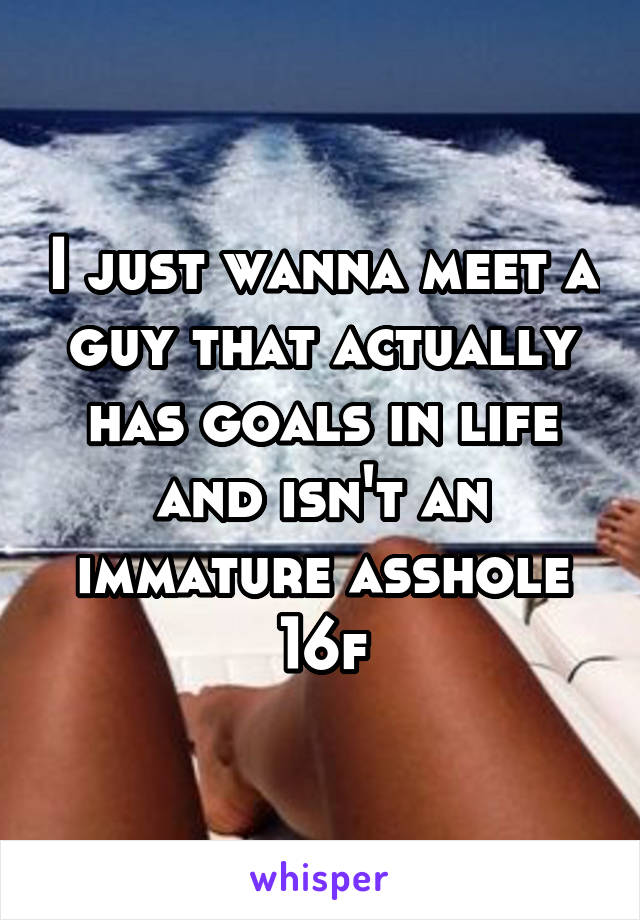 I just wanna meet a guy that actually has goals in life and isn't an immature asshole 16f