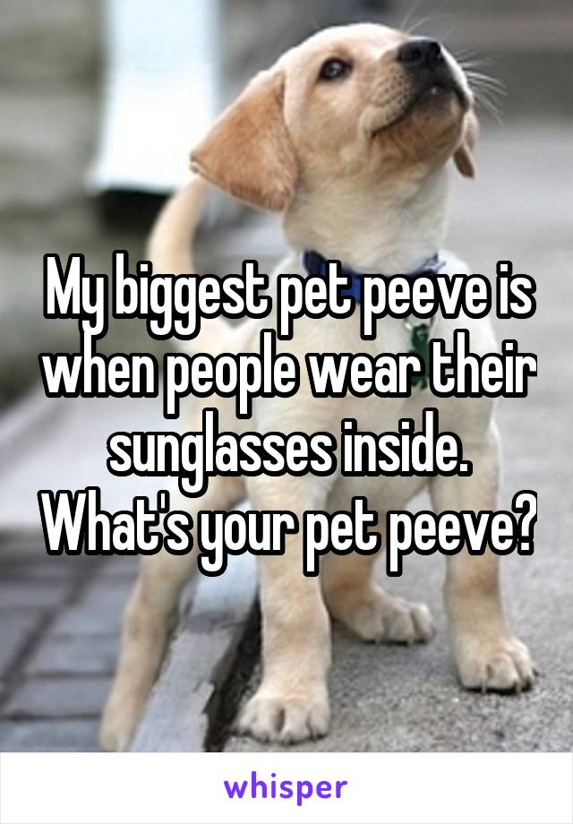 My biggest pet peeve is when people wear their sunglasses inside. What's your pet peeve?