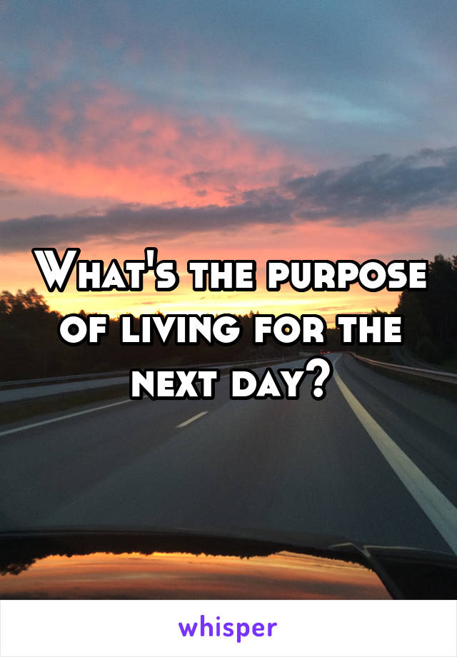 What's the purpose of living for the next day?