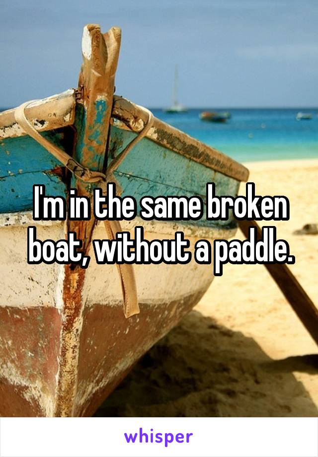 I'm in the same broken boat, without a paddle.