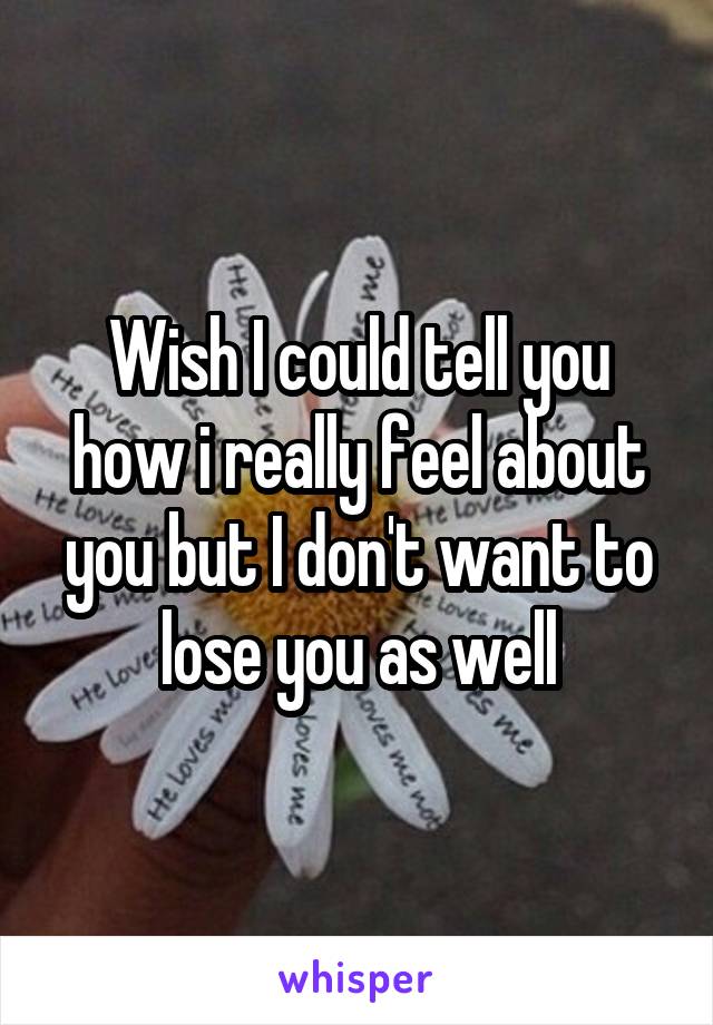 Wish I could tell you how i really feel about you but I don't want to lose you as well