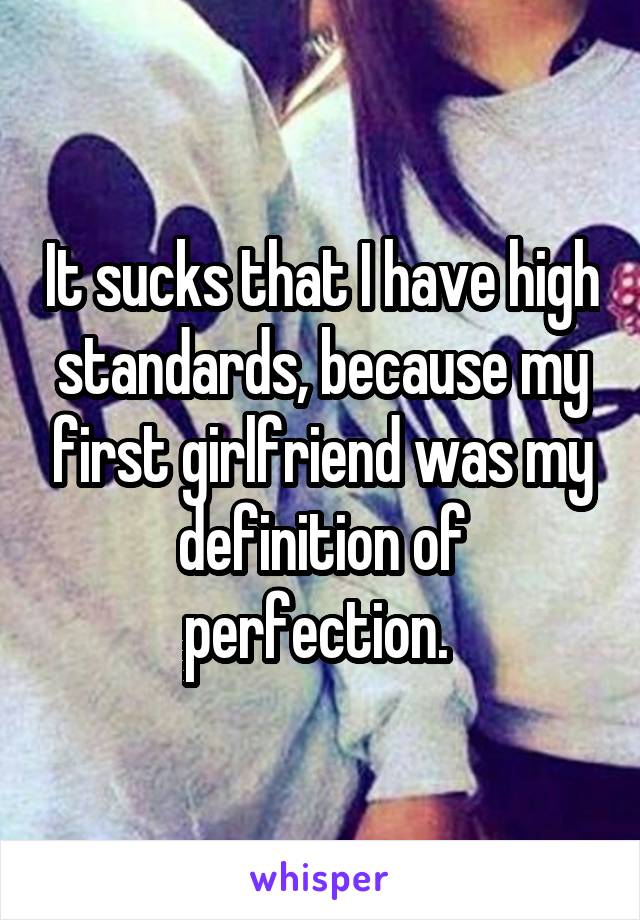 It sucks that I have high standards, because my first girlfriend was my definition of perfection. 