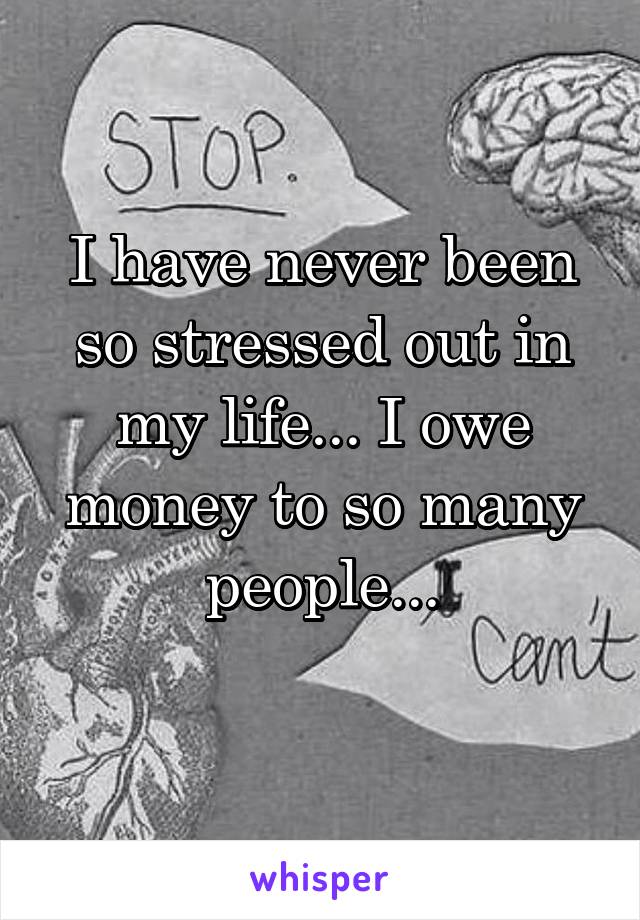 I have never been so stressed out in my life... I owe money to so many people...
