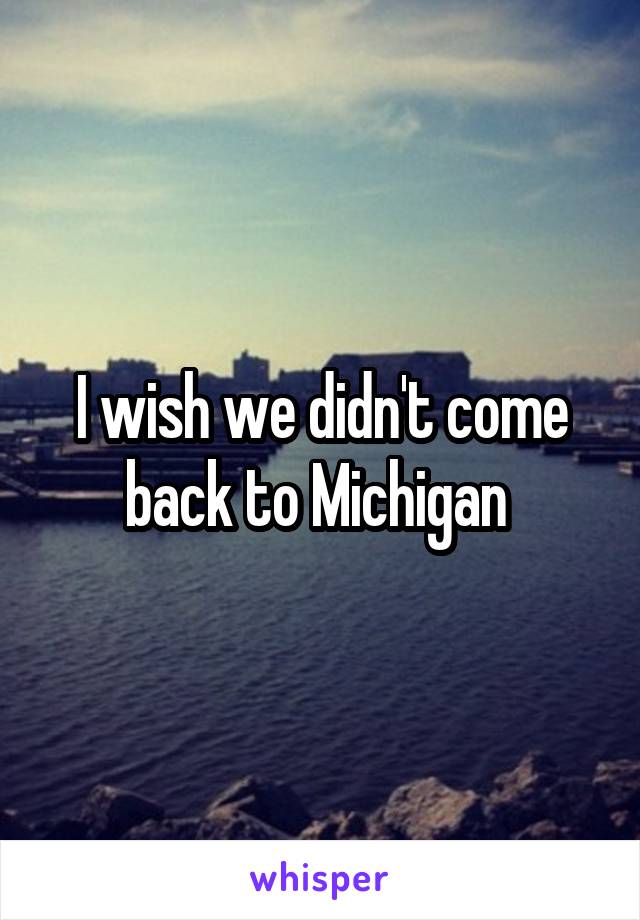 I wish we didn't come back to Michigan 