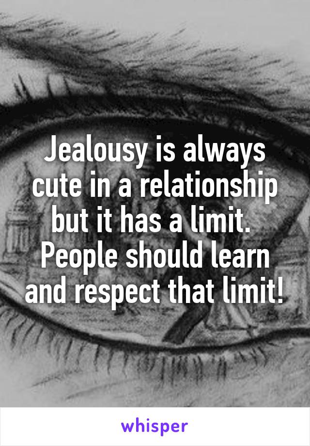 Jealousy is always cute in a relationship but it has a limit. 
People should learn and respect that limit!