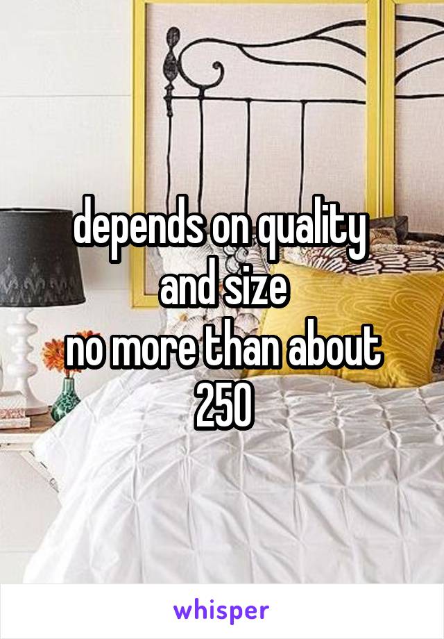 depends on quality 
and size
no more than about 250