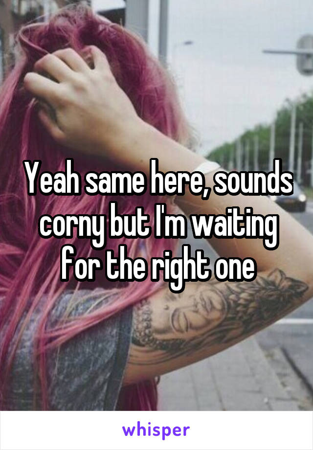 Yeah same here, sounds corny but I'm waiting for the right one