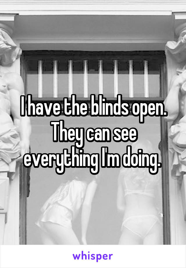 I have the blinds open. They can see everything I'm doing. 