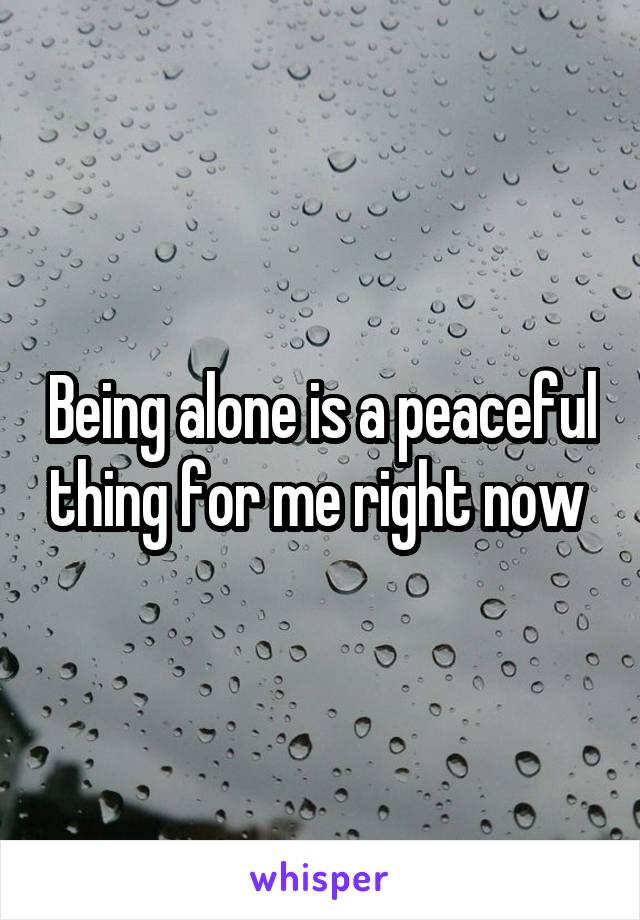 Being alone is a peaceful thing for me right now 