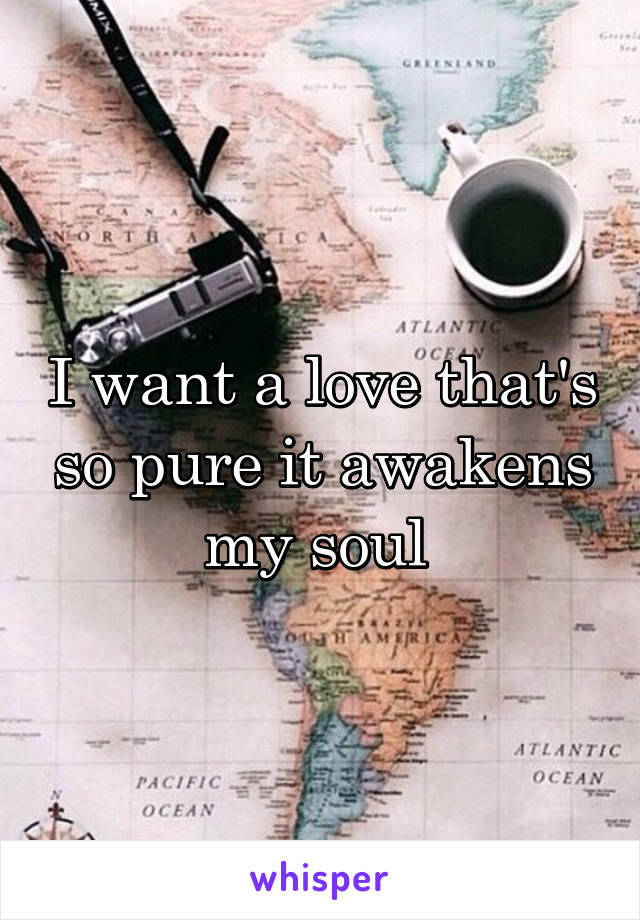 I want a love that's so pure it awakens my soul 