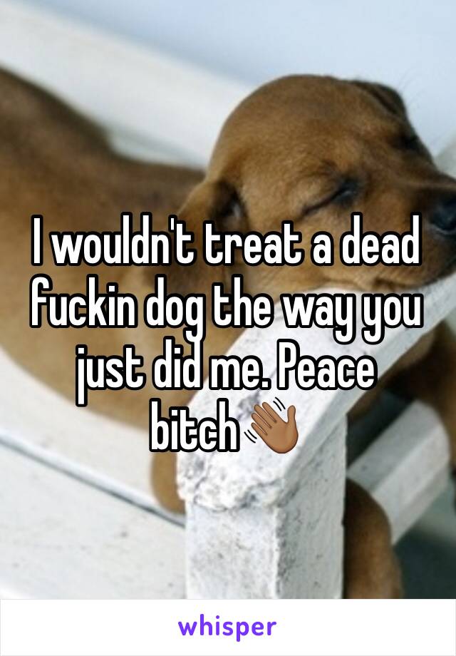 I wouldn't treat a dead fuckin dog the way you just did me. Peace bitch👋🏾