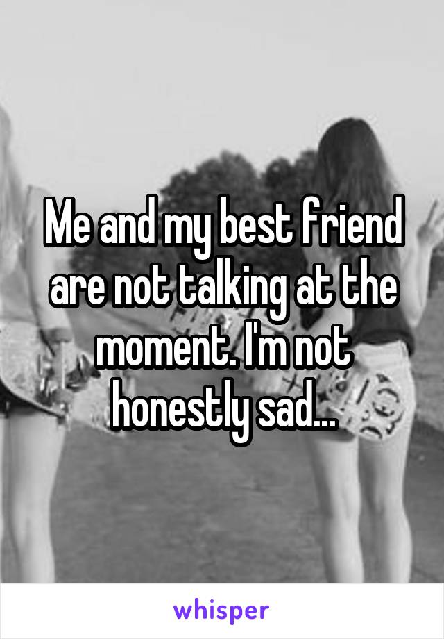 Me and my best friend are not talking at the moment. I'm not honestly sad...