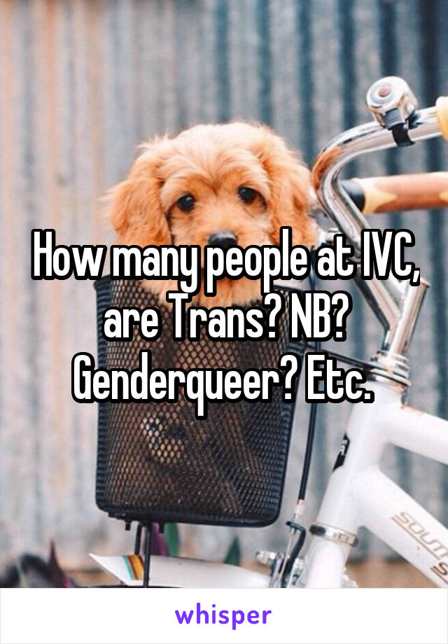 How many people at IVC, are Trans? NB? Genderqueer? Etc. 