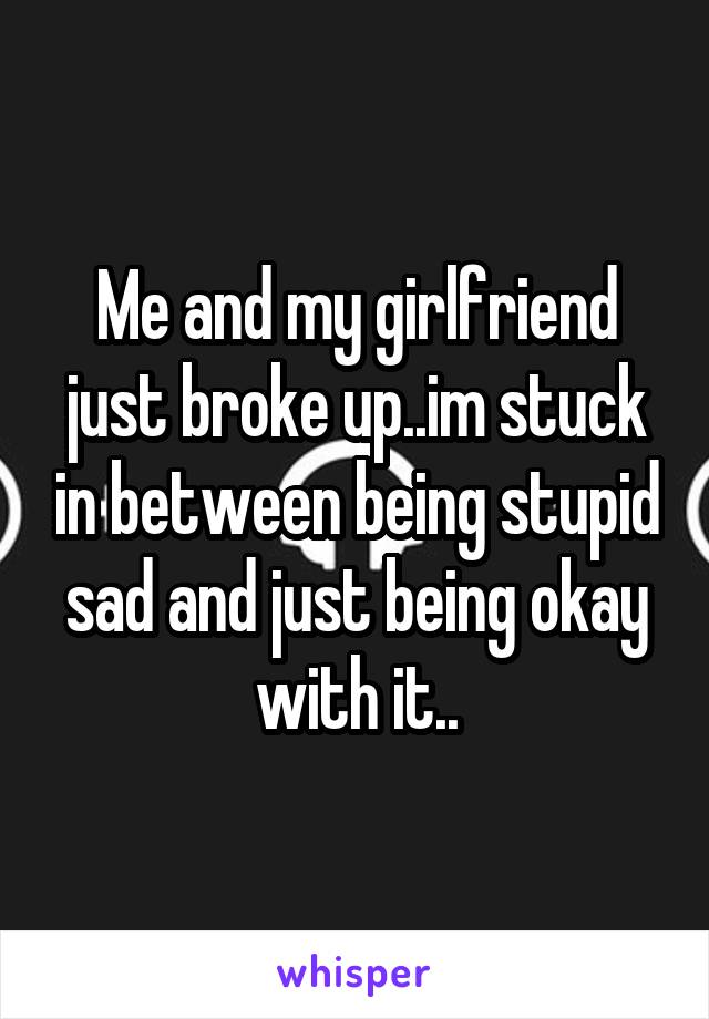 Me and my girlfriend just broke up..im stuck in between being stupid sad and just being okay with it..