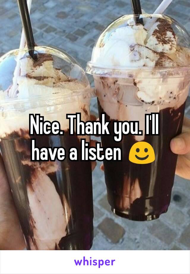 Nice. Thank you. I'll have a listen ☺