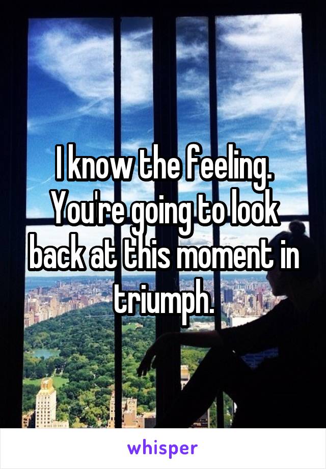 I know the feeling. You're going to look back at this moment in triumph.