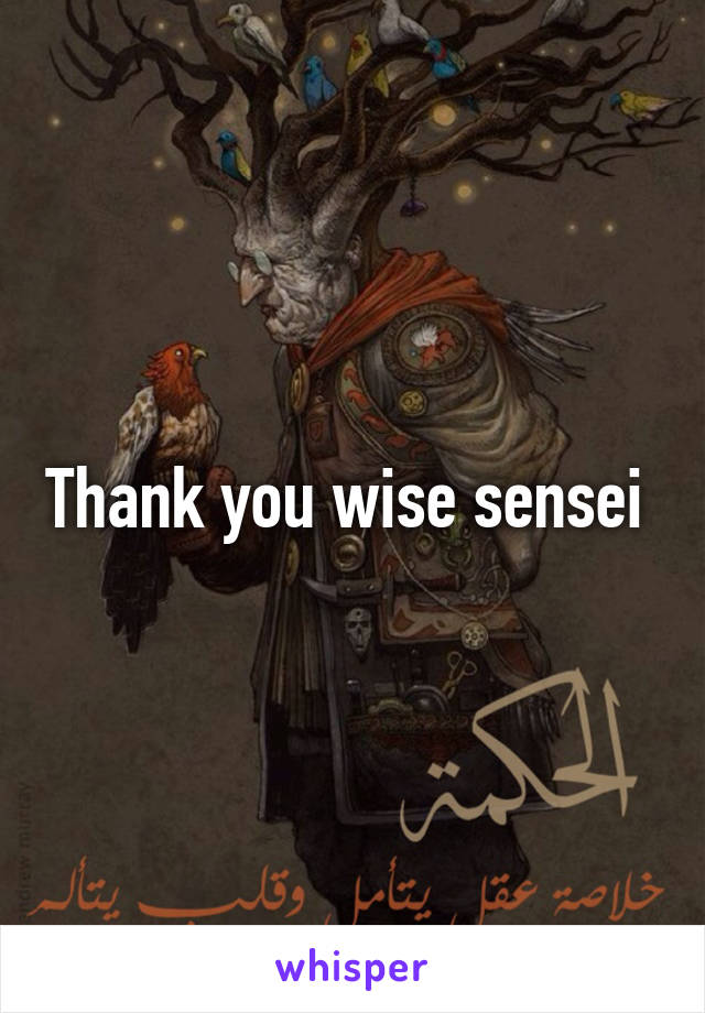 Thank you wise sensei 