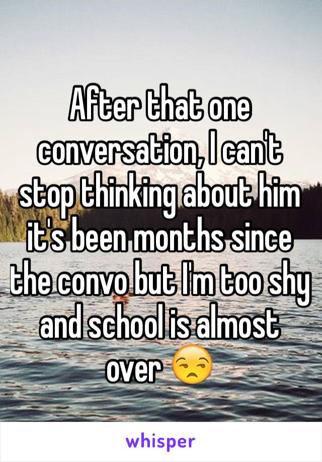 After that one conversation, I can't stop thinking about him it's been months since the convo but I'm too shy and school is almost over 😒