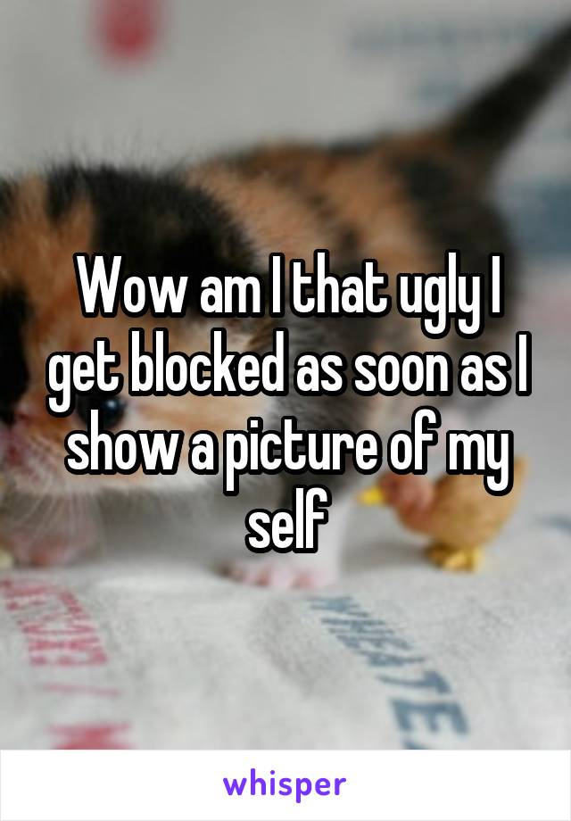 Wow am I that ugly I get blocked as soon as I show a picture of my self