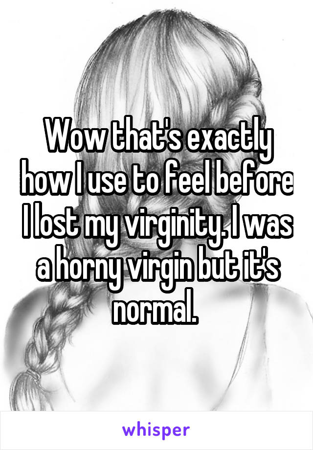 Wow that's exactly how I use to feel before I lost my virginity. I was a horny virgin but it's normal. 