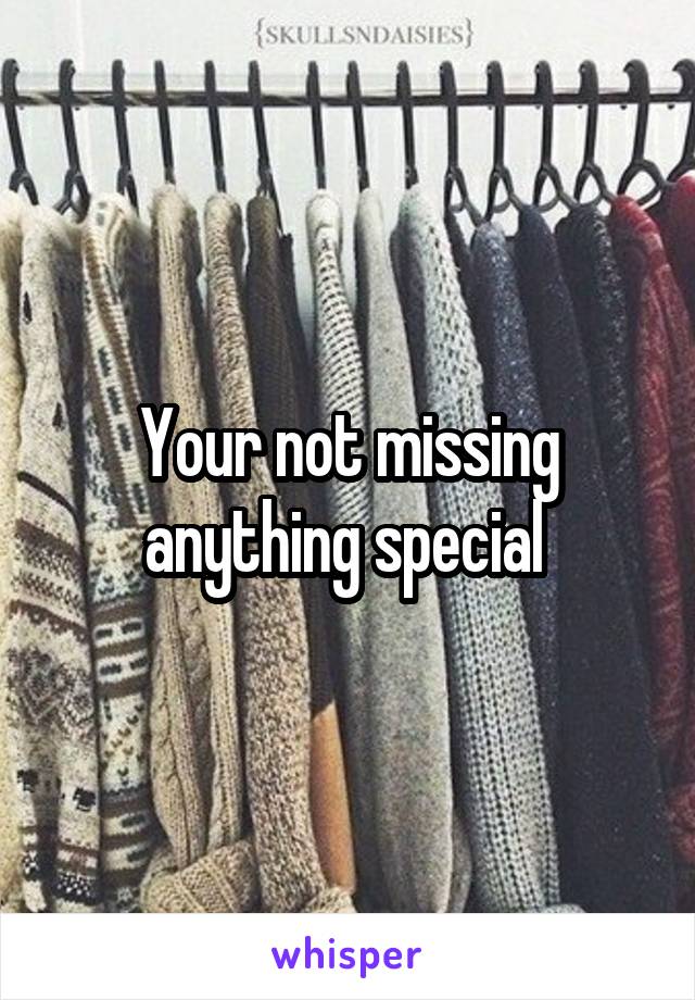 Your not missing anything special 