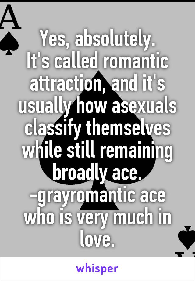 Yes, absolutely.
It's called romantic attraction, and it's usually how asexuals classify themselves while still remaining broadly ace.
-grayromantic ace who is very much in love.